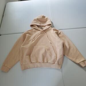 Baserange Hoodie Sweatshirt Womens Medium Beige Organic Cotton Blend Pullover